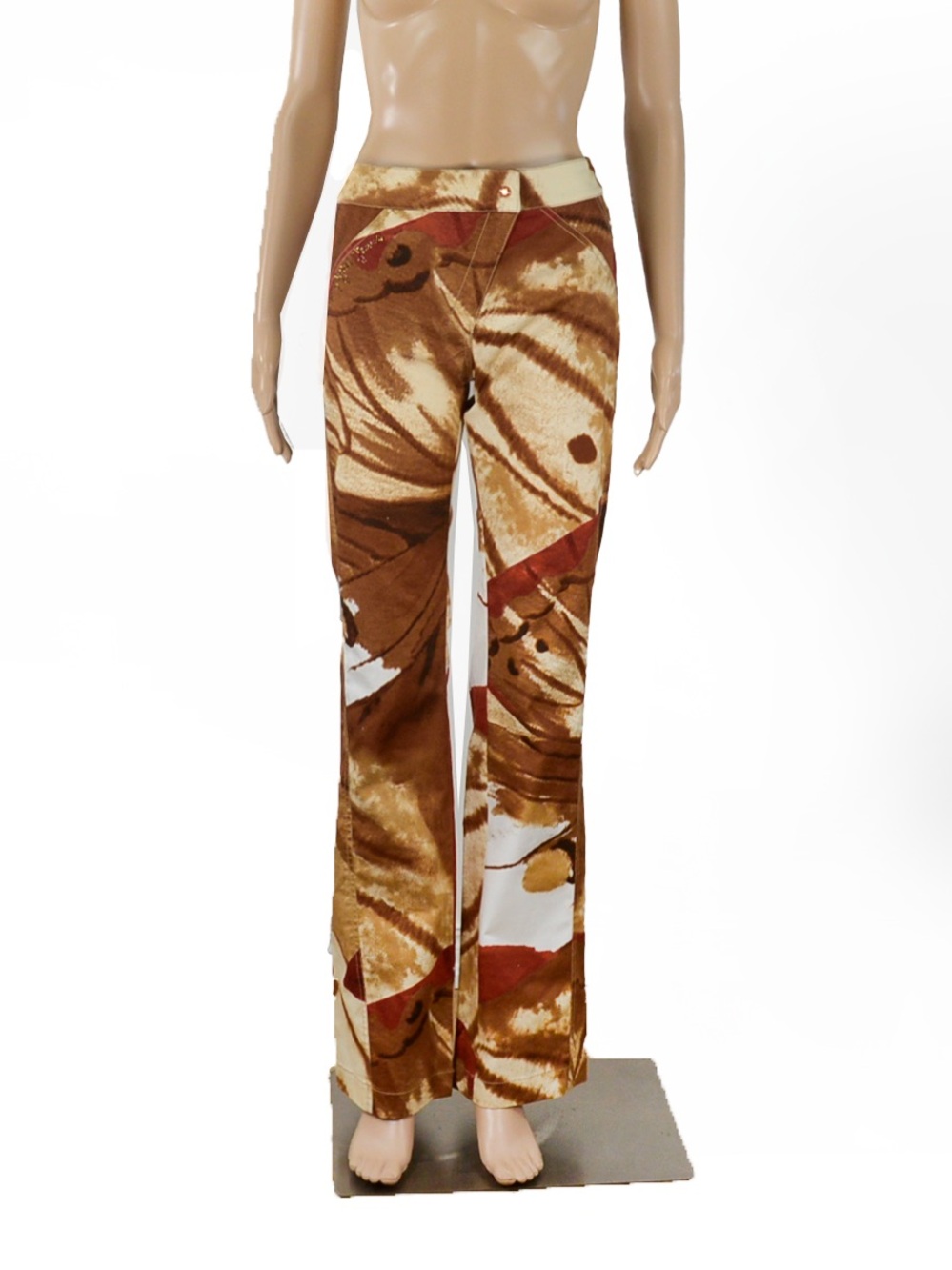 Vintage 2000s Y2k 00s Monica Magni Animal Print Collage McBling Lace Up Pants